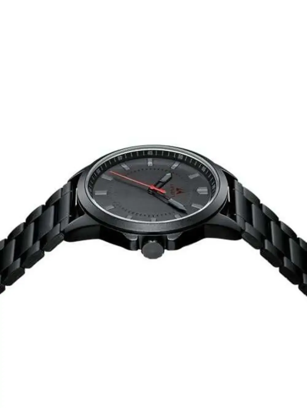 LN LENQIN Men's Black Stainless Steel Analog Quartz Wristwatch with Date Display